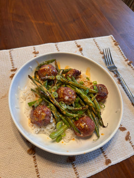 Hoisin Glazed Meatballs & Green Beans
