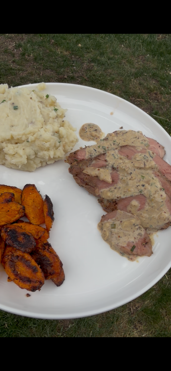 Sous Vide Pork Tenderloin With Rich Mustard Cream Sauce