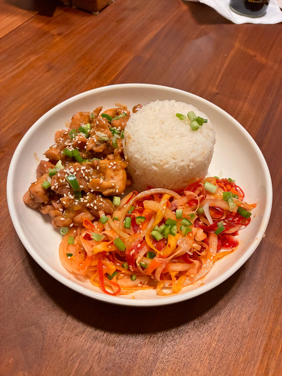 Honey Lemongrass Chicken With Rice & Shredded Carrot Salad
