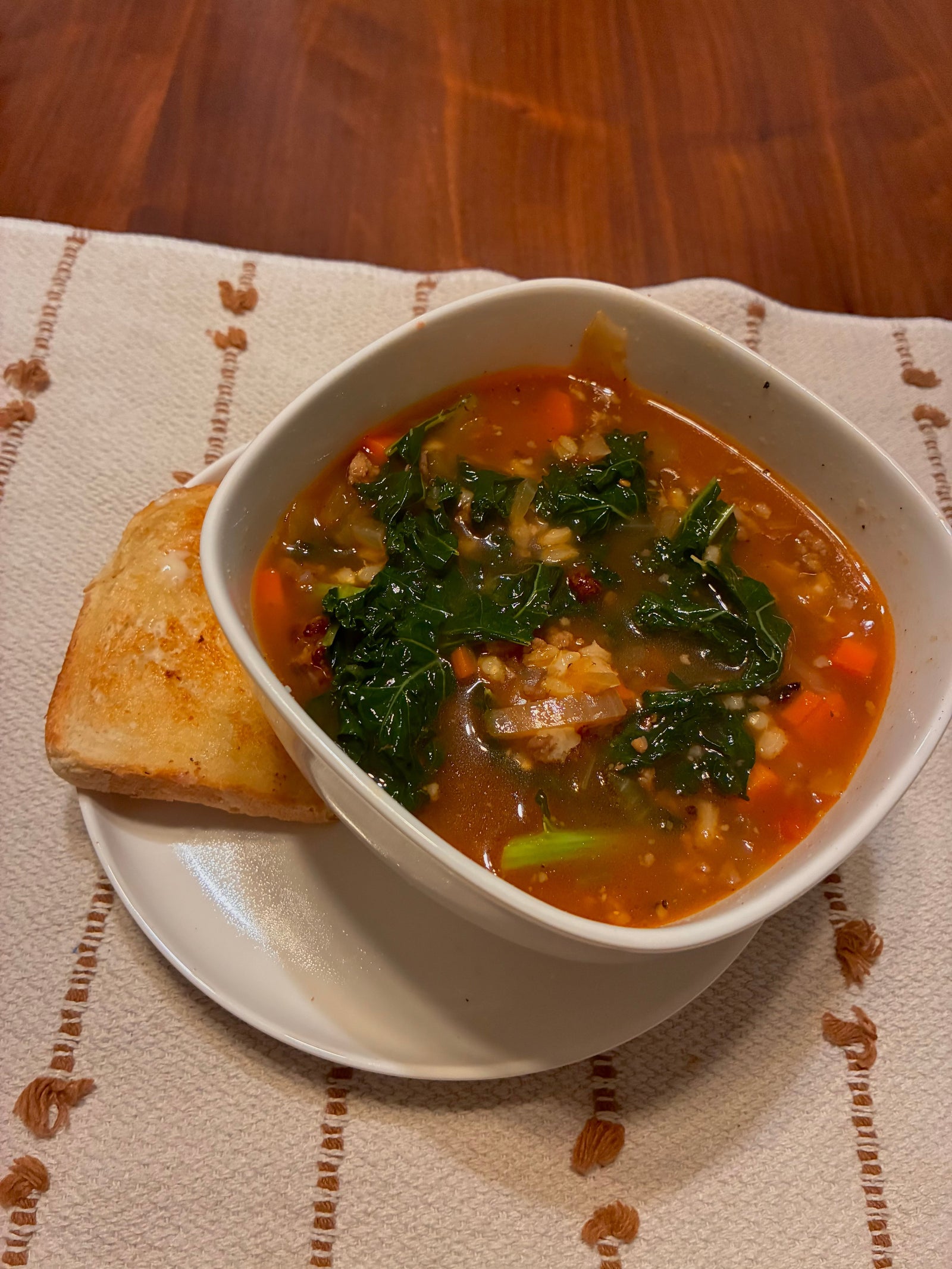 Sausage & Barley Soup With Greens