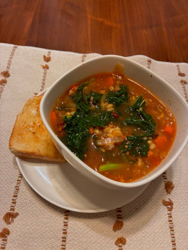 Sausage & Barley Soup With Greens