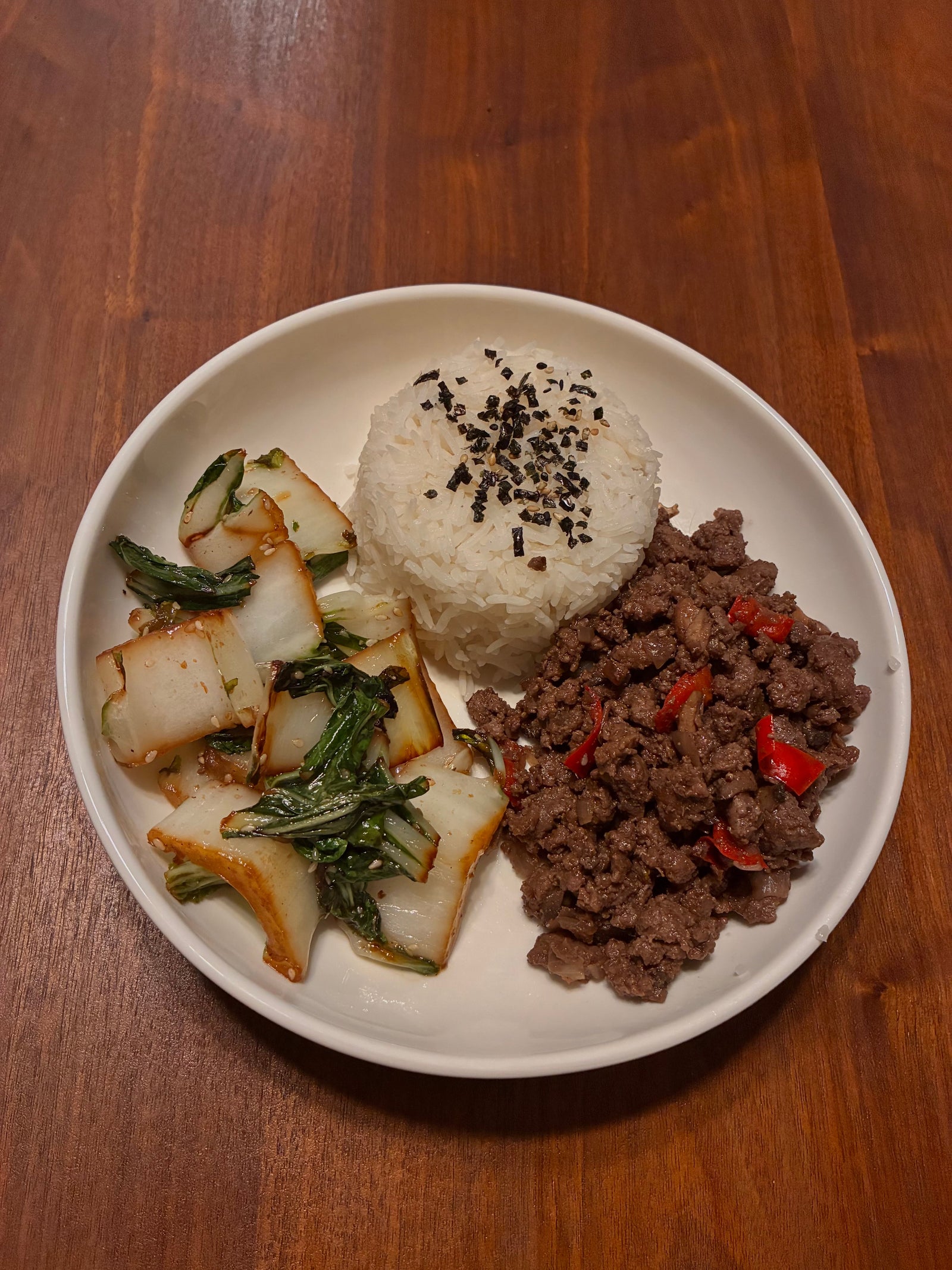 Sticky Five Spice Beef With Sesame Bok Choy