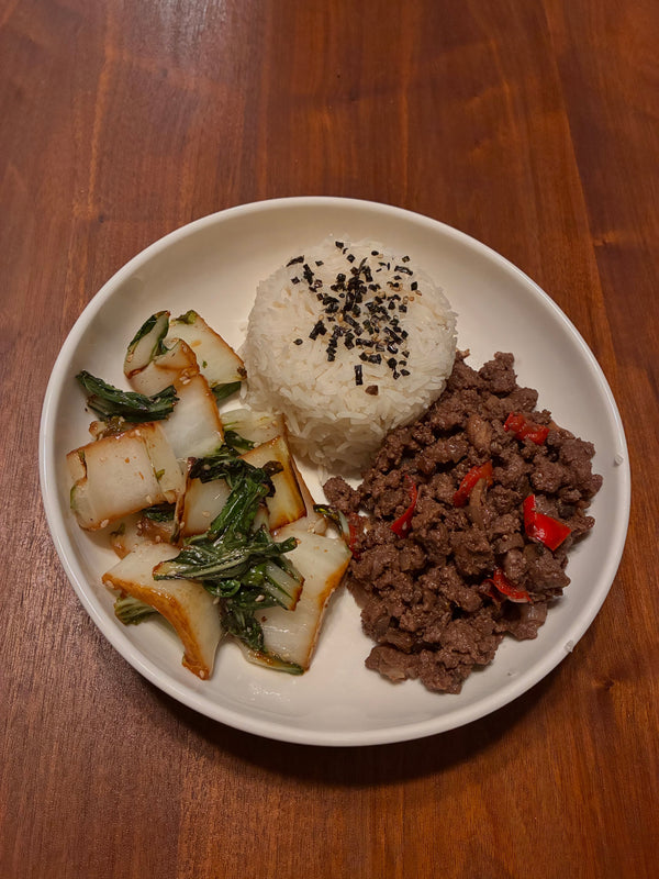 Sticky Five Spice Beef With Sesame Bok Choy