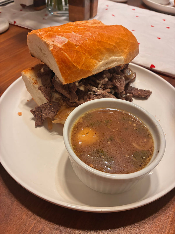 Filet Mignon French Dip With Bone Marrow Butter & Red Wine Au Jus