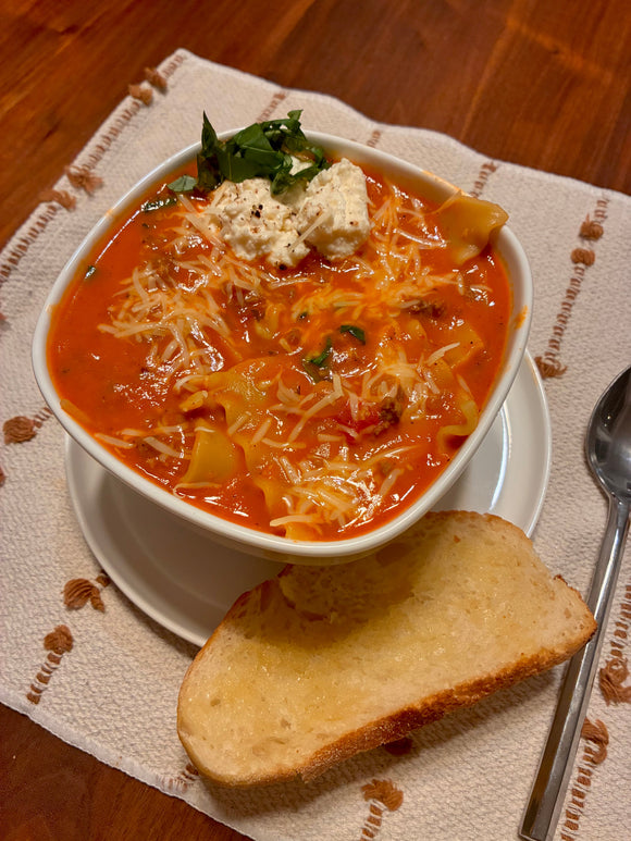 Hearty Lasagna Soup With Whipped Ricotta