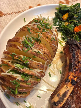 Crispy Hasselback Potatoes With Parmesan & Chives