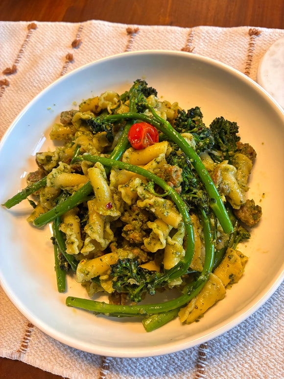 Campanelle Pesto Pasta With Italian Sausage & Broccolini