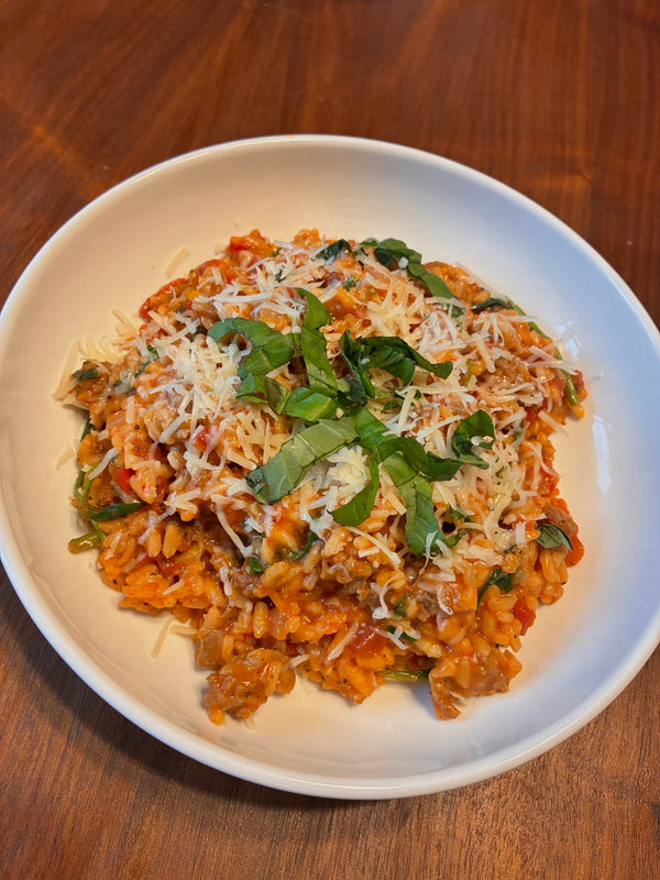 Creamy Sausage Risotto With Parmesan & Herbs