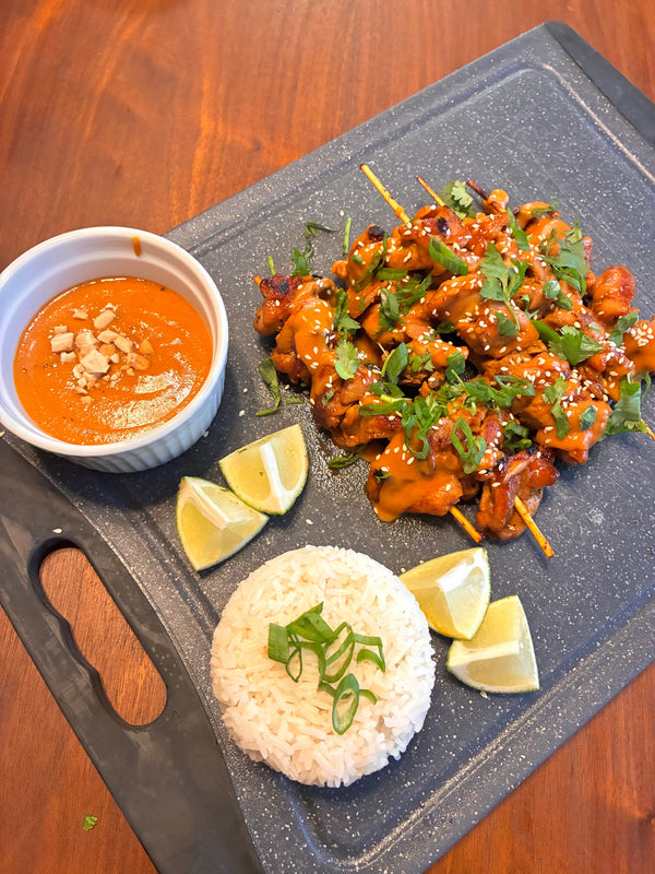 Thai Chicken Satay Skewers With Peanut Sauce