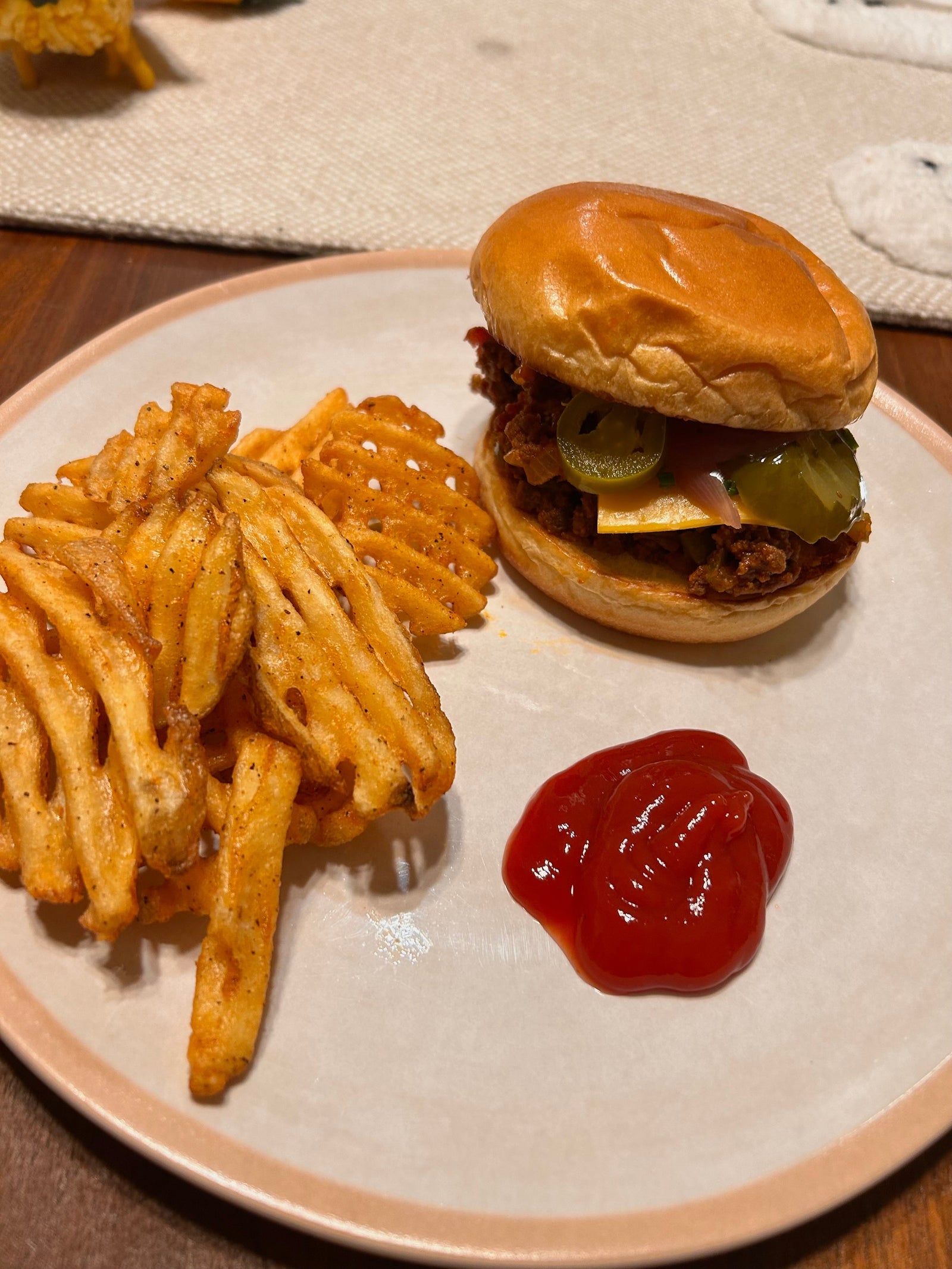 Loaded Sloppy Joes With Bacon, Pickled Jalapeños, Onions, & Cheese