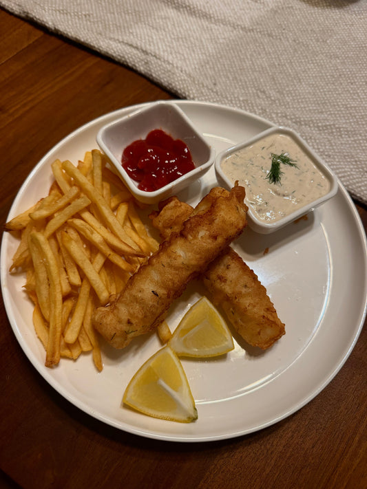 Crispy Beer-Battered Fish & Chips with Homemade Tartar Sauce