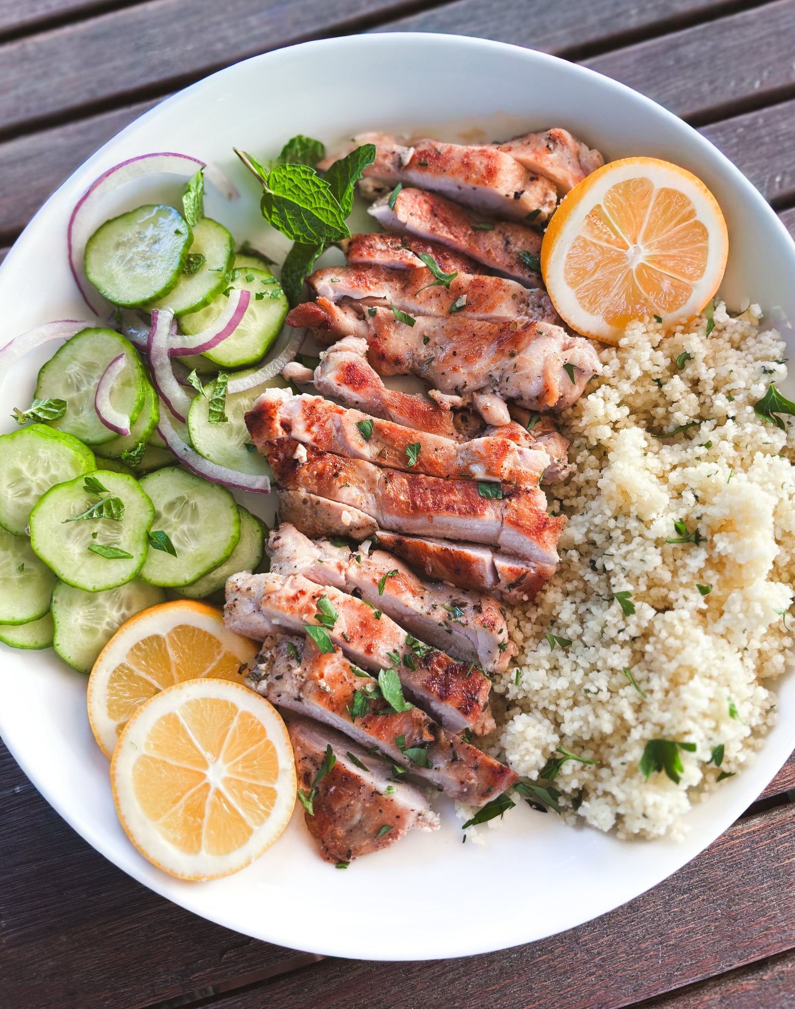 Herb-Marinated Chicken With Couscous & Cucumber Salad