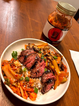 Korean Skirt Steak & Rice Bowls With Kimchi